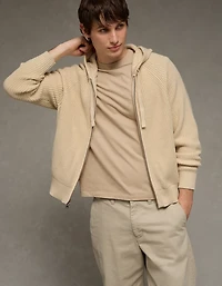 AE Zip-Up Shaker Stitch Sweater Hoodie