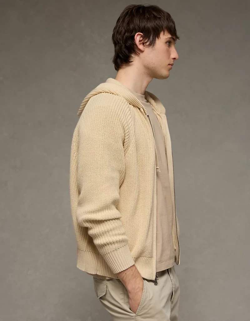 AE Zip-Up Shaker Stitch Sweater Hoodie