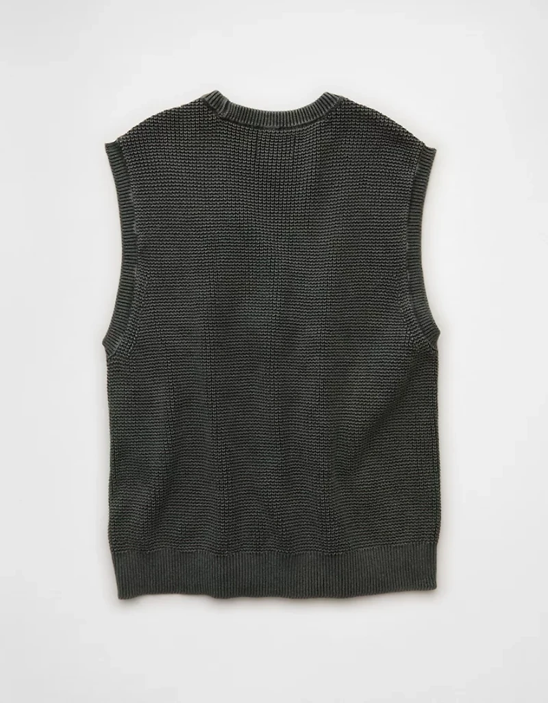 AE Garment-Washed Shaker Stitch Sweater Vest