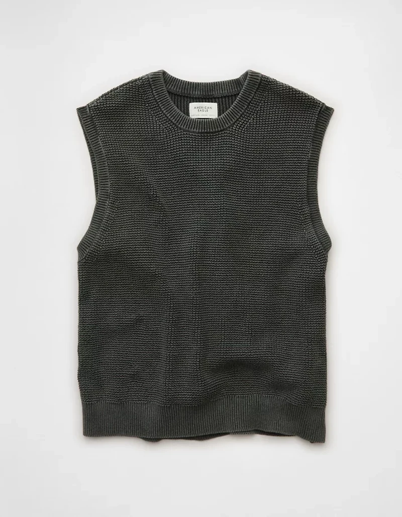 AE Garment-Washed Shaker Stitch Sweater Vest