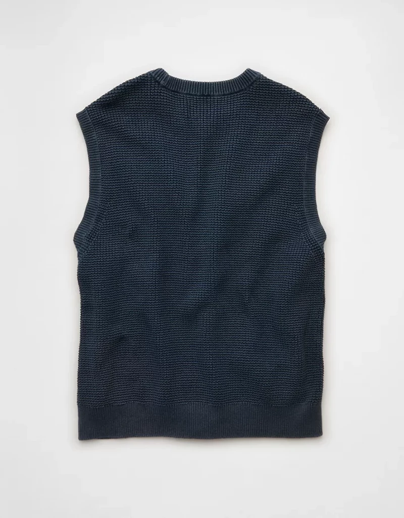 AE Garment-Washed Shaker Stitch Sweater Vest