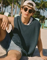 AE Garment-Washed Shaker Stitch Sweater Vest