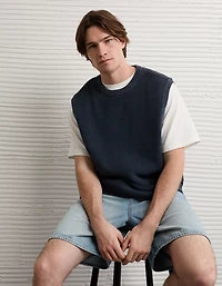 AE Garment-Washed Shaker Stitch Sweater Vest