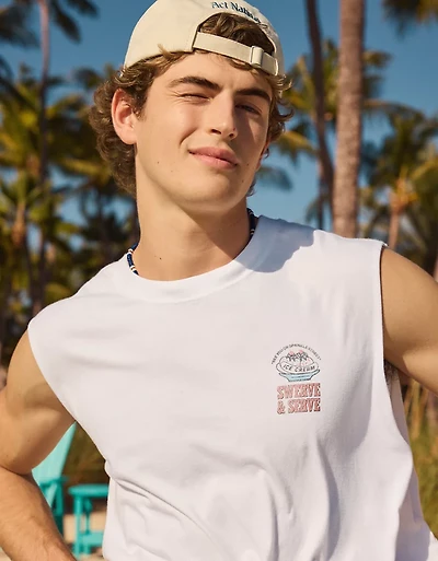 AE Boxy Destination Graphic Muscle Tank Top