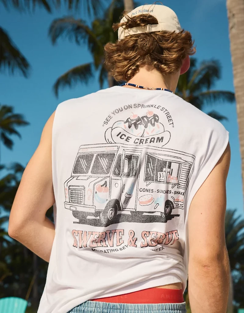 AE Boxy Destination Graphic Muscle Tank Top