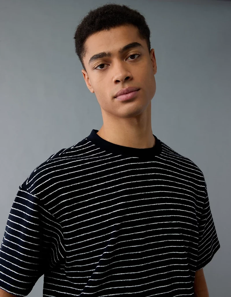 AE Boxy Textured Striped T-Shirt