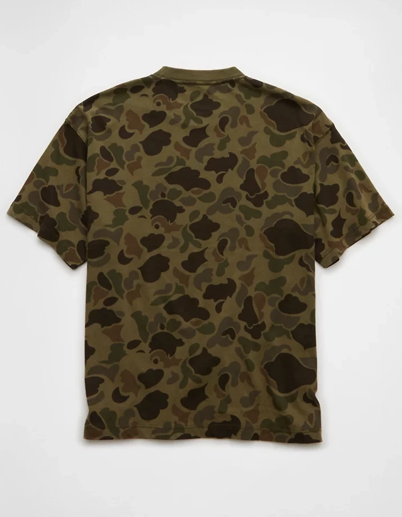T-shirt droit en jersey suédé camouflage AE