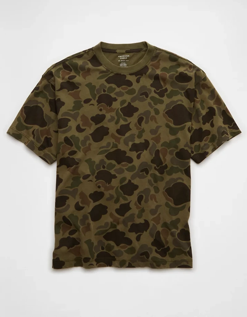 T-shirt droit en jersey suédé camouflage AE