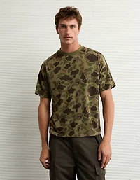 T-shirt droit en jersey suédé camouflage AE
