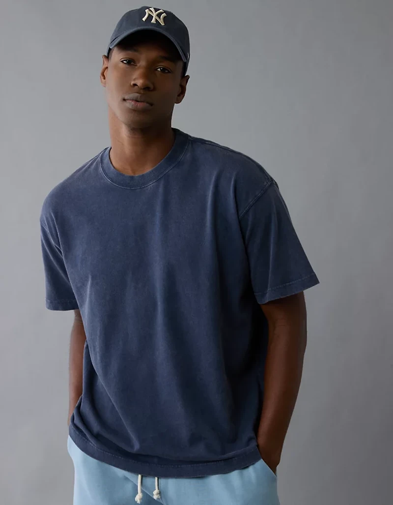 T-shirt en jersey suédé à coupe droite AE