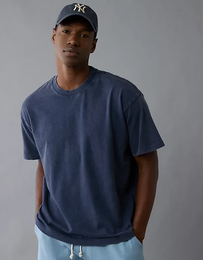 T-shirt en jersey suédé à coupe droite AE