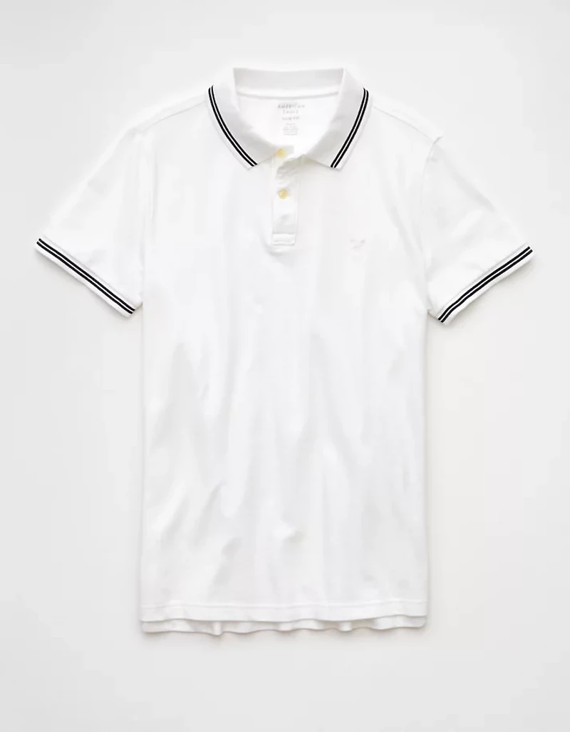 AE Lived-In Stretch Pique Slim Fit Tipped Polo Shirt