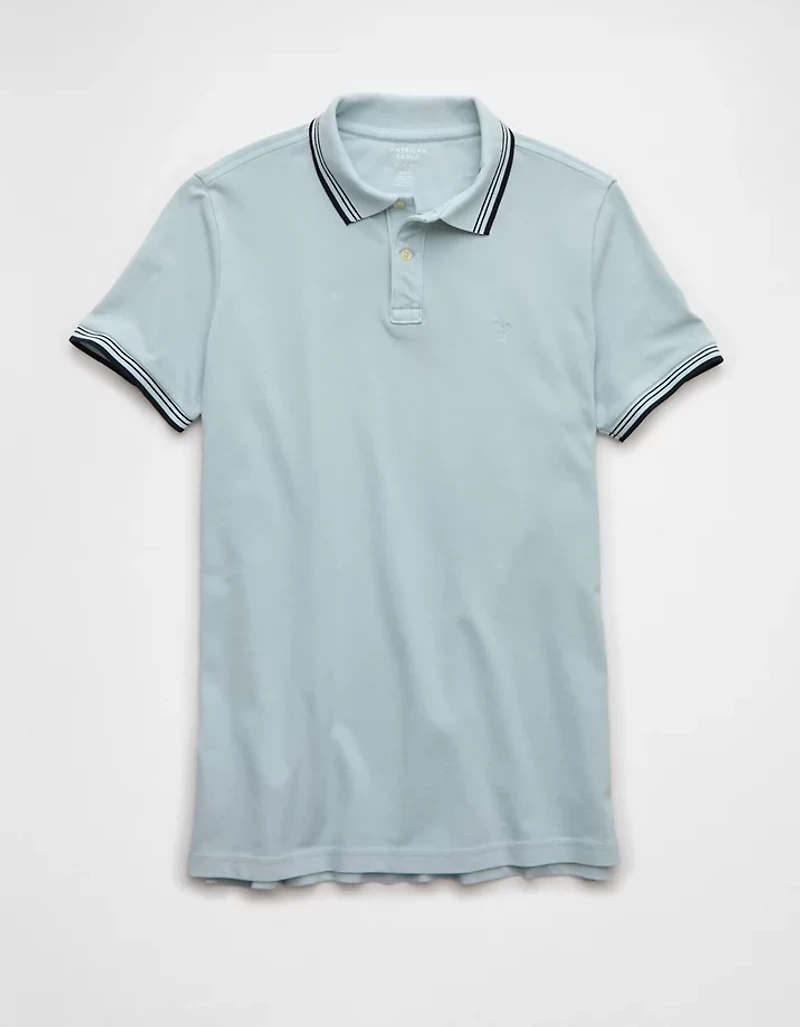 AE Lived-In Stretch Pique Slim Fit Tipped Polo Shirt
