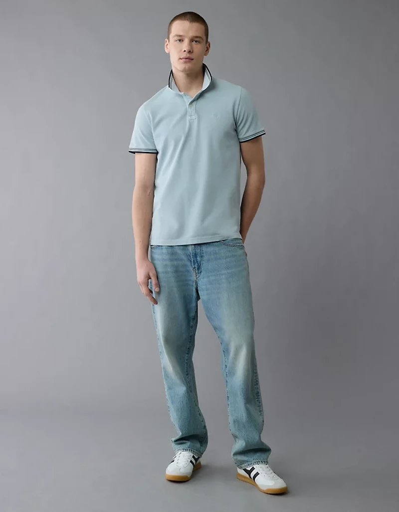 AE Lived-In Stretch Pique Slim Fit Tipped Polo Shirt