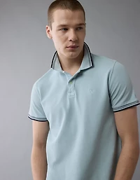 AE Lived-In Stretch Pique Slim Fit Tipped Polo Shirt
