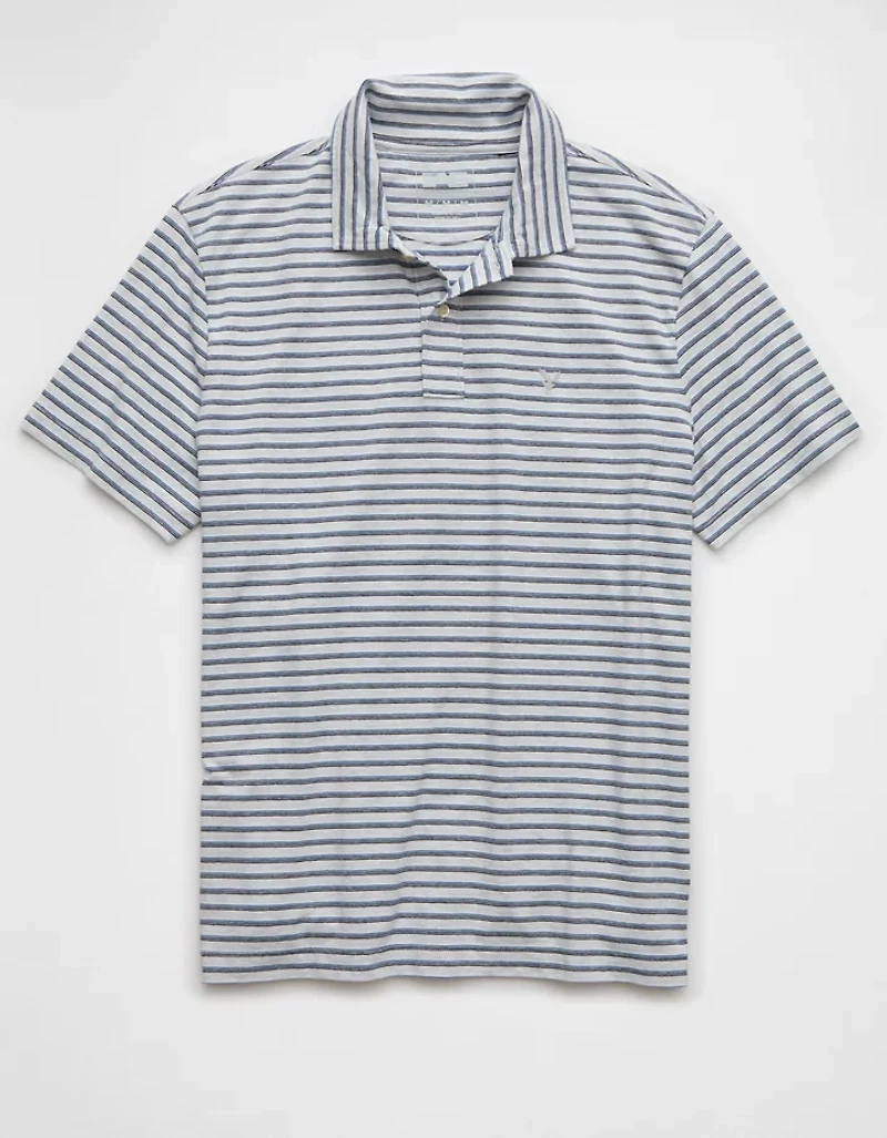 AE 24/7 Club Logo Striped Polo Shirt