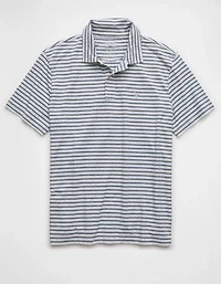 AE 24/7 Club Logo Striped Polo Shirt