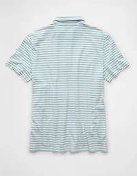 AE 24/7 Club Logo Striped Polo Shirt