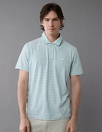 AE 24/7 Club Logo Striped Polo Shirt