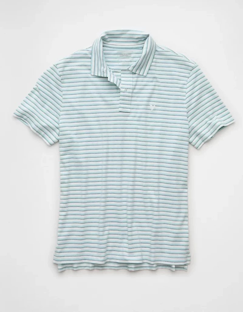 AE 24/7 Club Logo Striped Polo Shirt