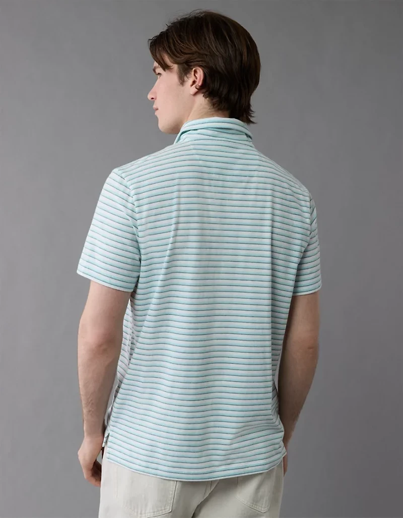AE 24/7 Club Logo Striped Polo Shirt