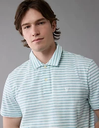 AE 24/7 Club Logo Striped Polo Shirt