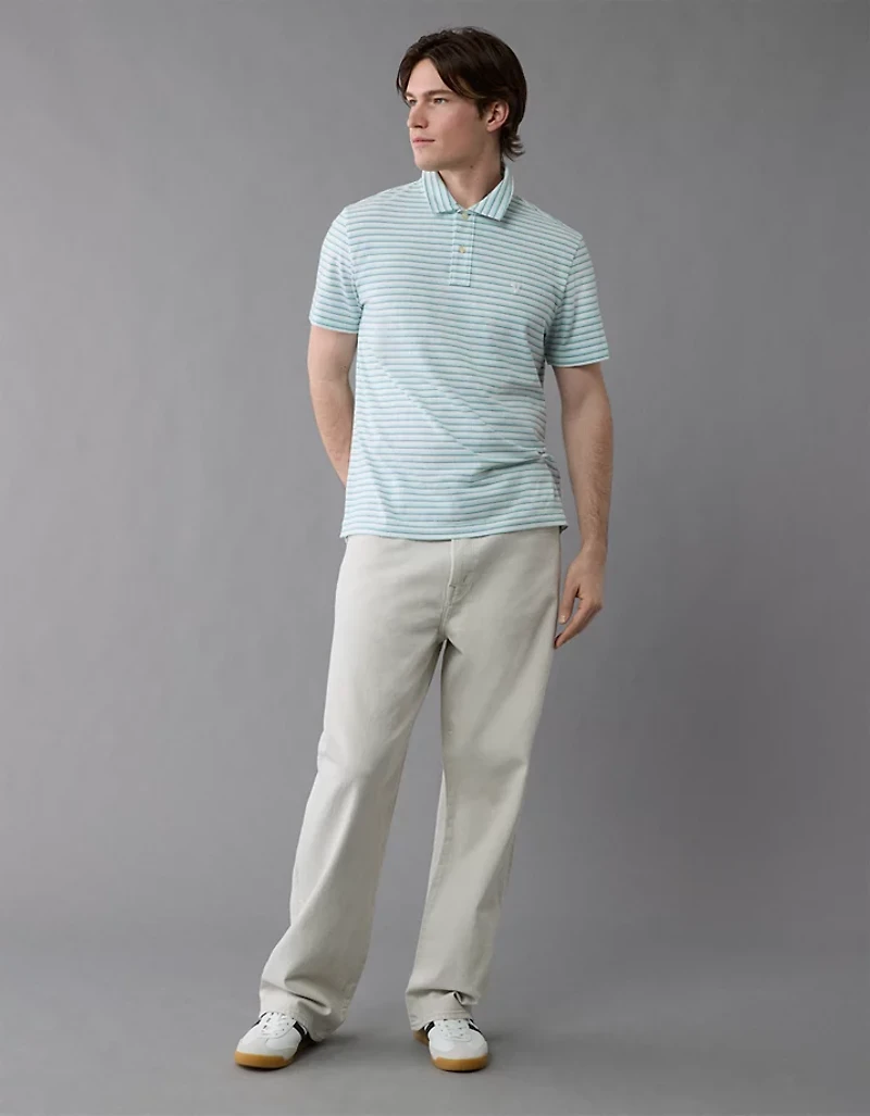 AE 24/7 Club Logo Striped Polo Shirt