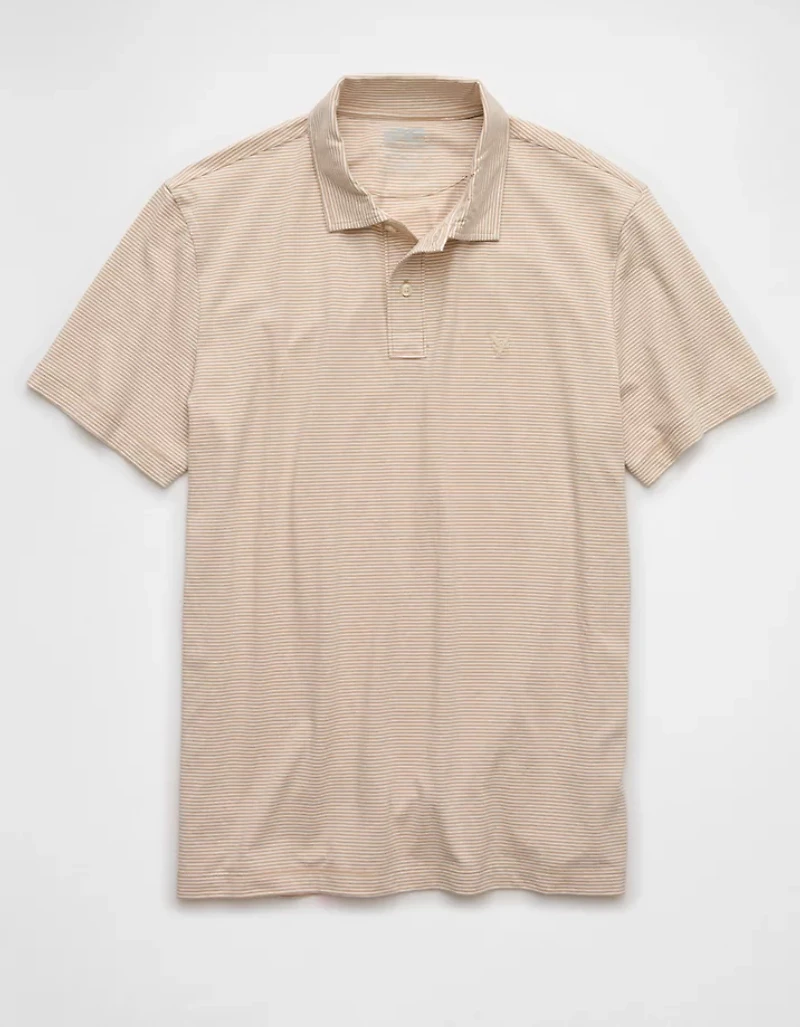 AE 24/7 Club Logo Striped Polo Shirt