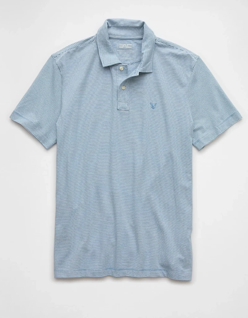 AE 24/7 Club Logo Striped Polo Shirt
