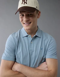 AE 24/7 Club Logo Striped Polo Shirt