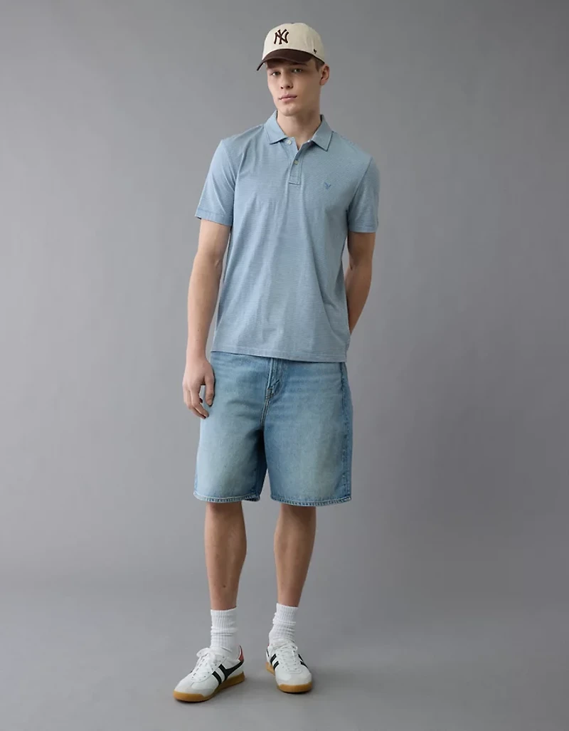 AE 24/7 Club Logo Striped Polo Shirt