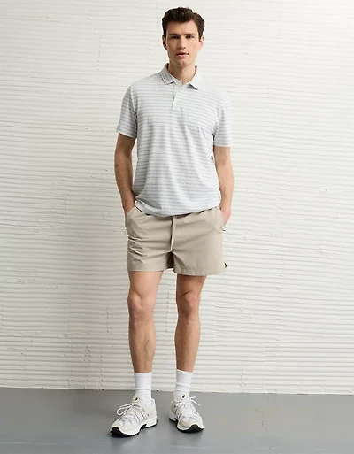 AE 24/7 Club Logo Striped Polo Shirt