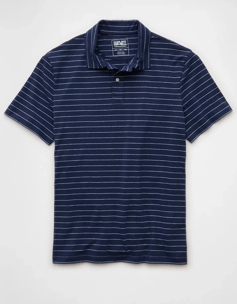 AE 24/7 Club Logo Striped Polo Shirt