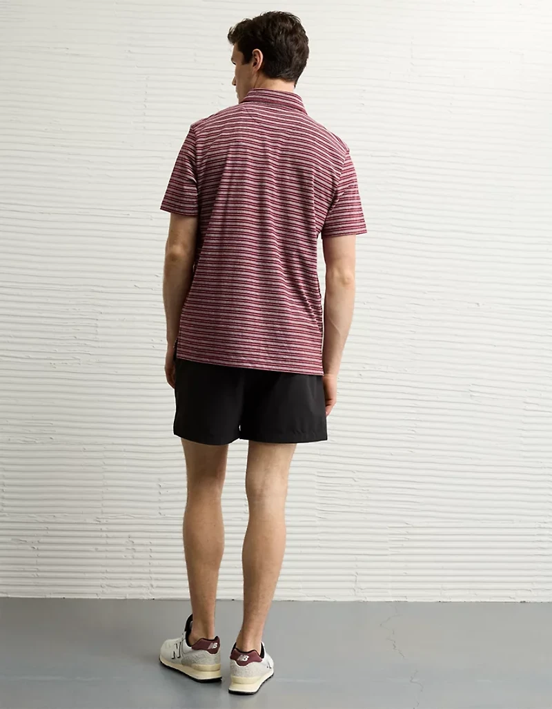 AE 24/7 Club Logo Striped Polo Shirt