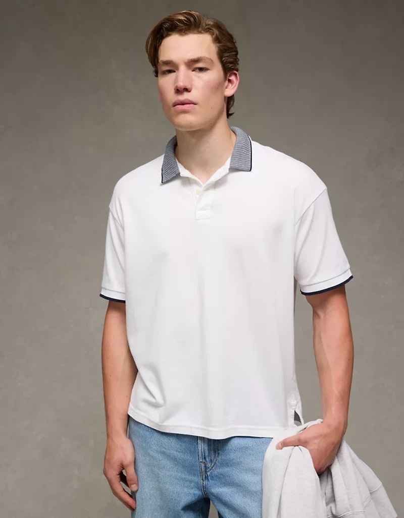 AE Boxy Stretch Pique Polo Shirt