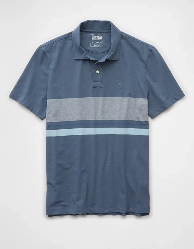 AE 24/7 Club Logo Striped Polo Shirt