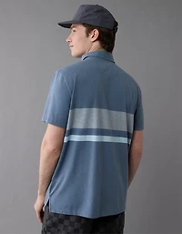 AE 24/7 Club Logo Striped Polo Shirt