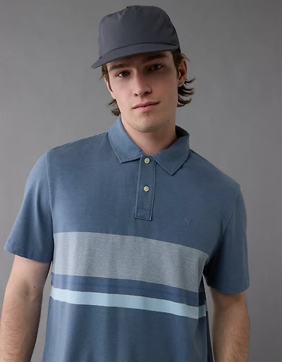 AE 24/7 Club Logo Striped Polo Shirt