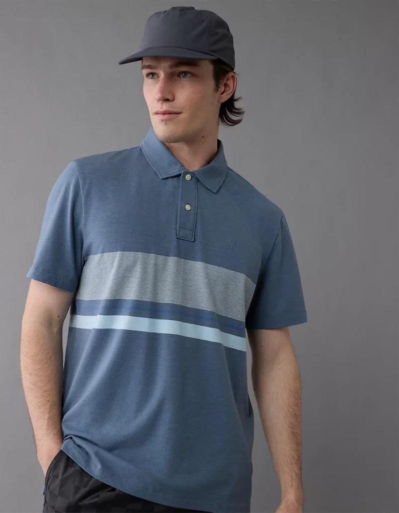 AE 24/7 Club Logo Striped Polo Shirt