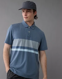AE 24/7 Club Logo Striped Polo Shirt