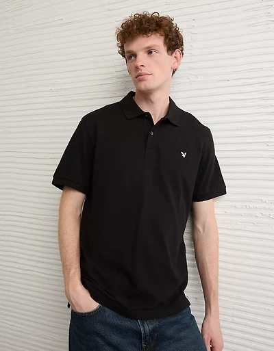 AE Logo Standard Fit Pique Polo Shirt