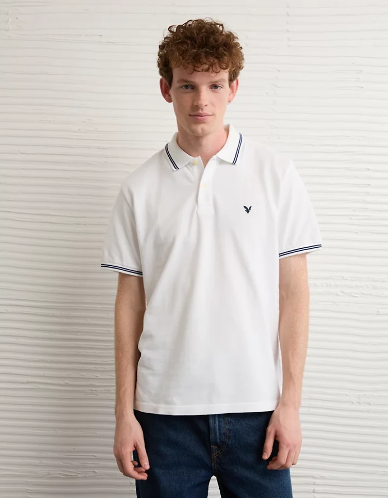 AE Logo Standard Fit Pique Polo Shirt