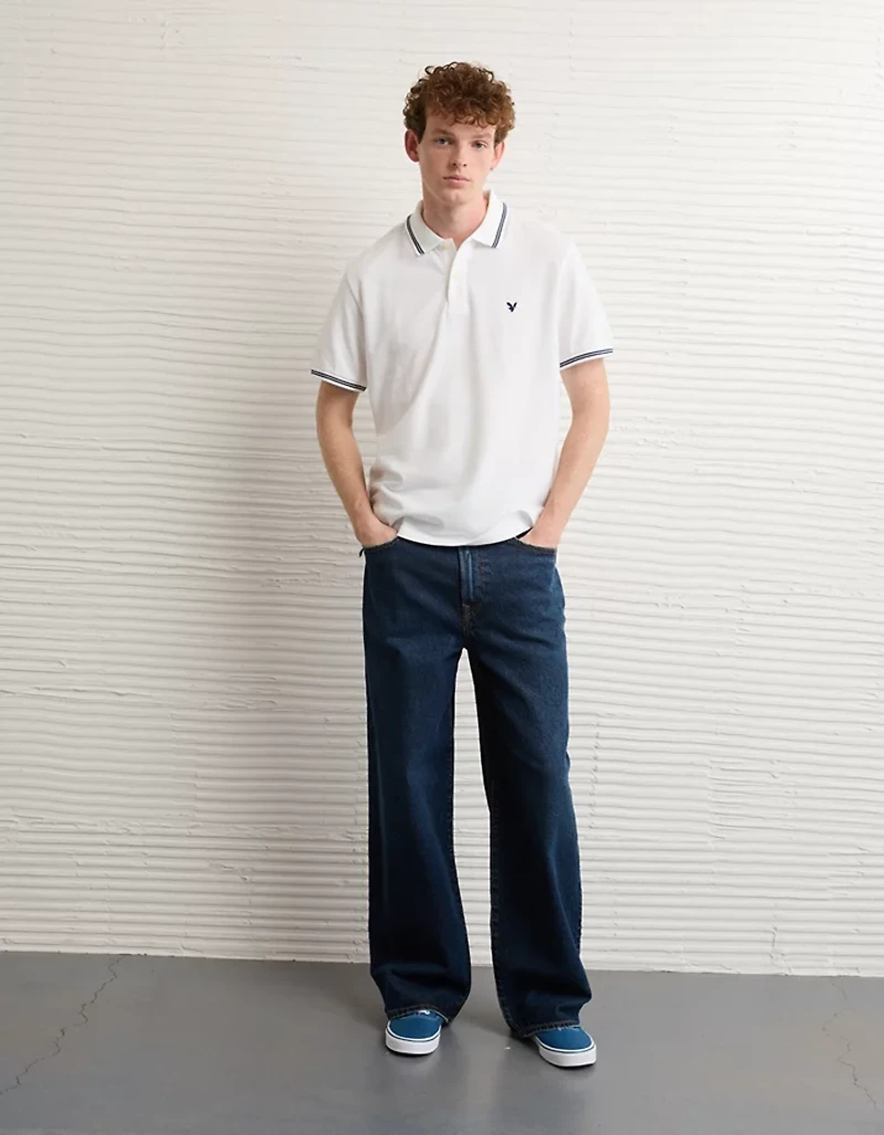 AE Logo Standard Fit Pique Polo Shirt