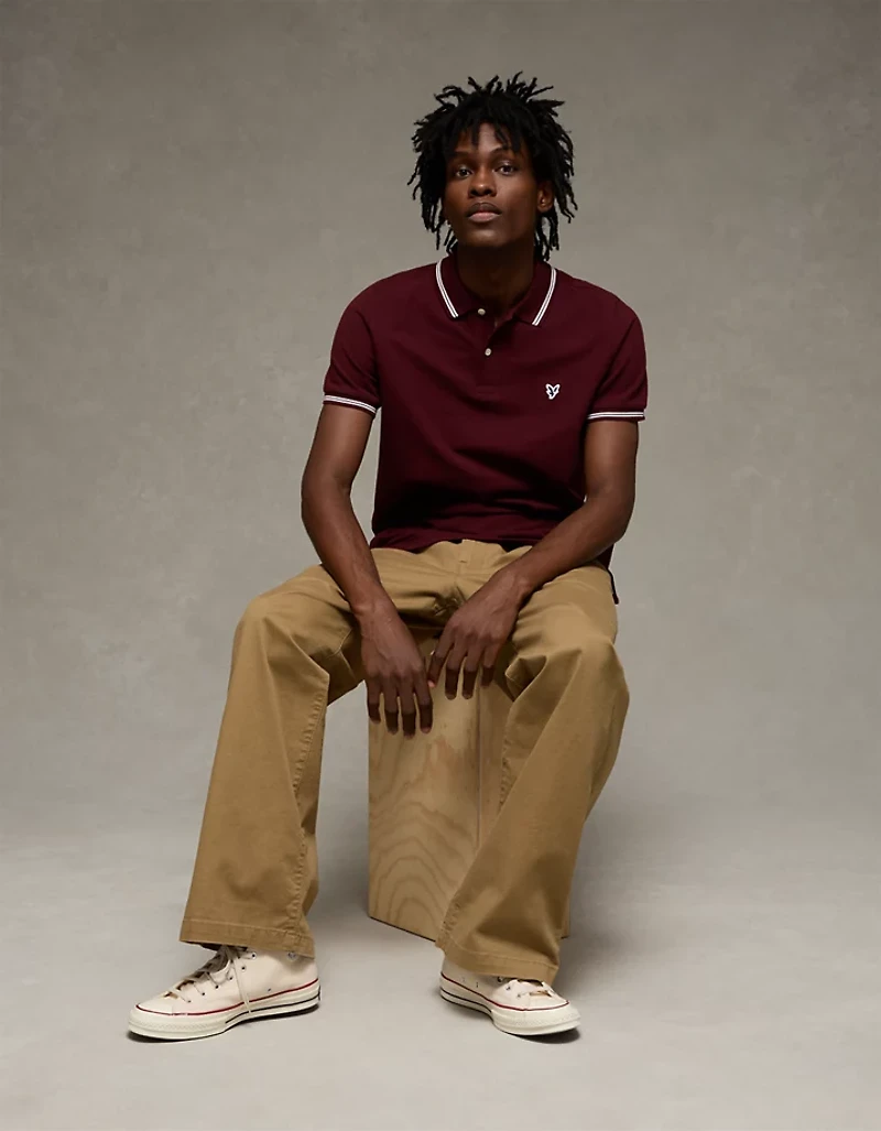 AE Logo Slim Fit Pique Polo Shirt