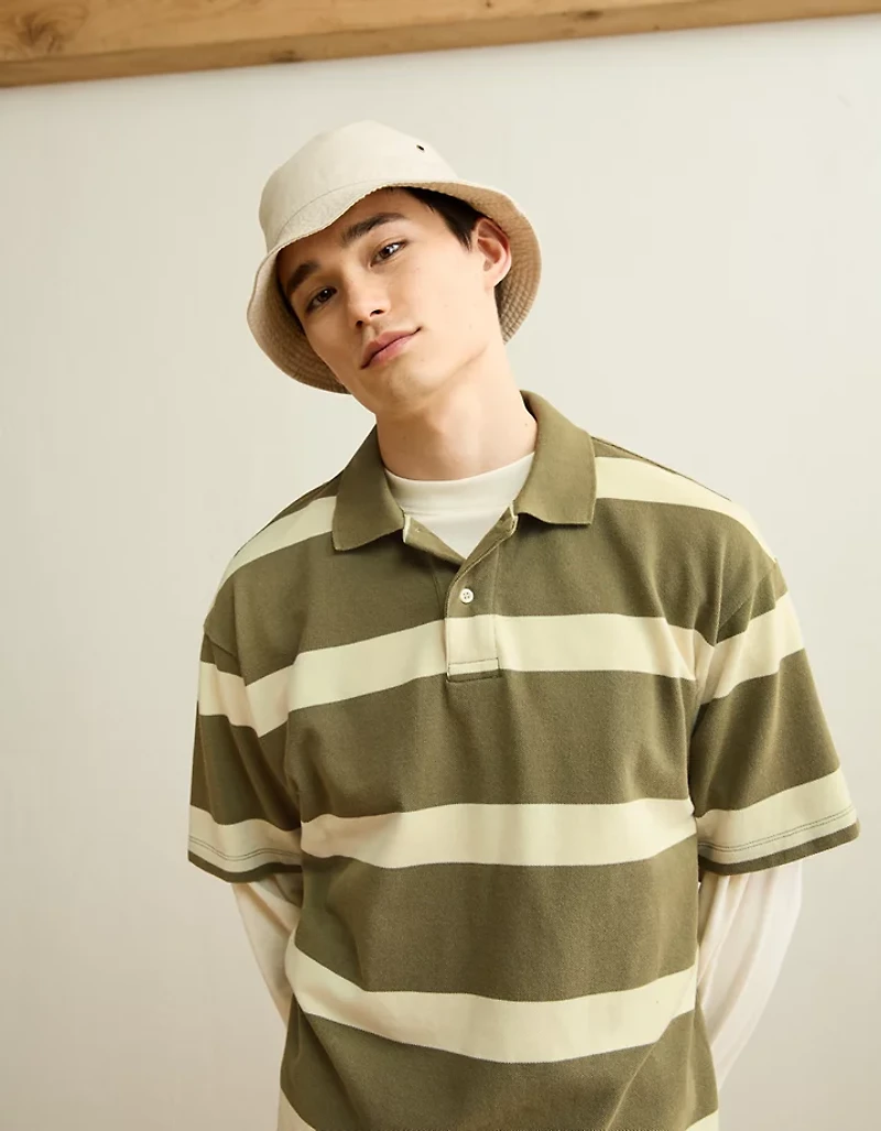 AE Boxy Fit Pique Polo Shirt
