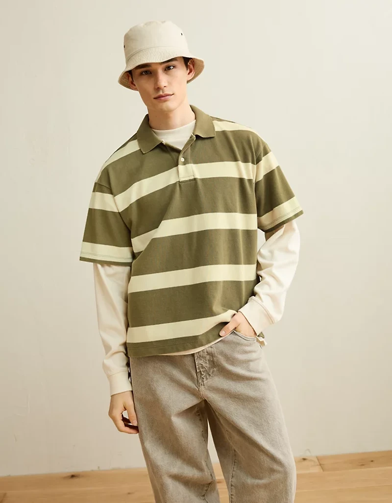 AE Boxy Fit Pique Polo Shirt