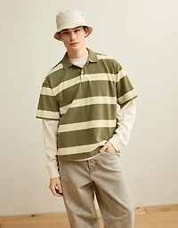 AE Boxy Fit Pique Polo Shirt