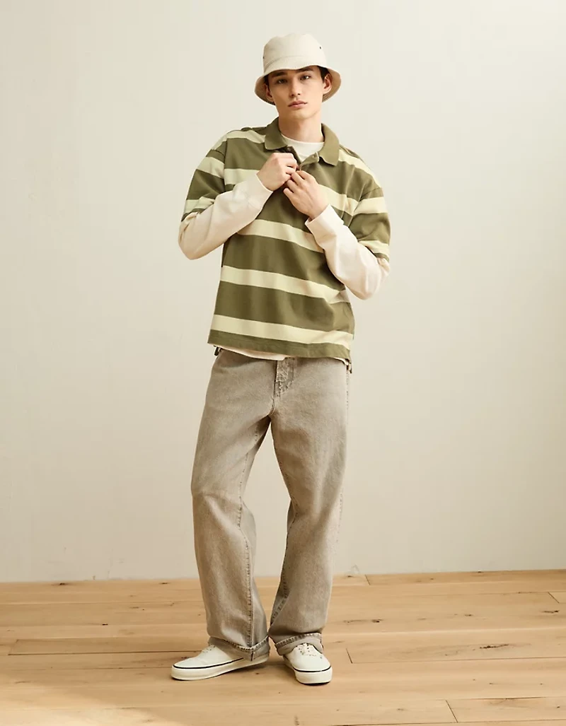 AE Boxy Fit Pique Polo Shirt