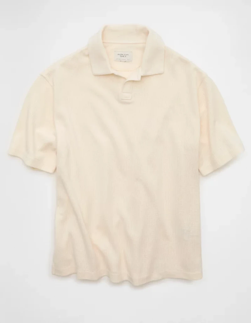 AE Boxy Johnny Collar Knit Polo Shirt
