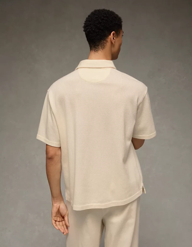 AE Boxy Johnny Collar Knit Polo Shirt